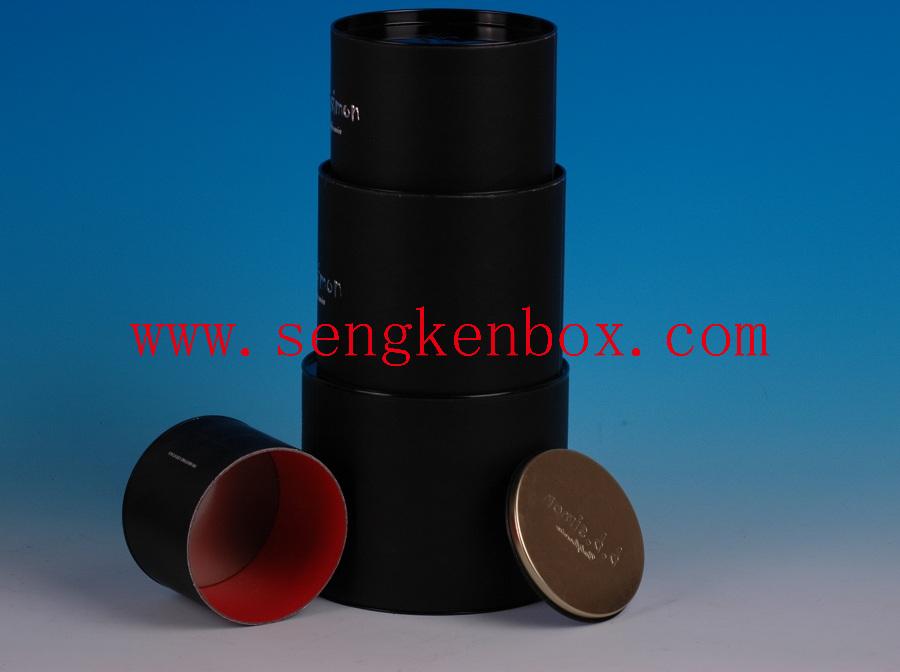 Black Big Diameter Paper Tube with Flat Metal Tin Lid