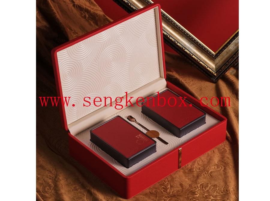 Caixa de couro de embalagem vermelha chinesa