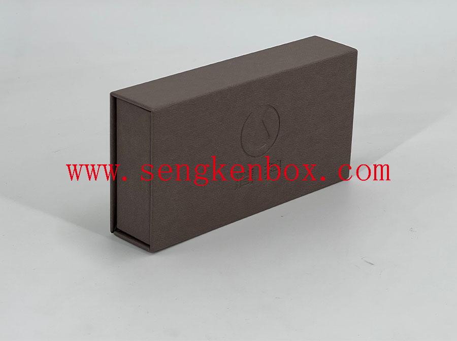 Caixa de embalagem de couro com texto de introdução personalizado