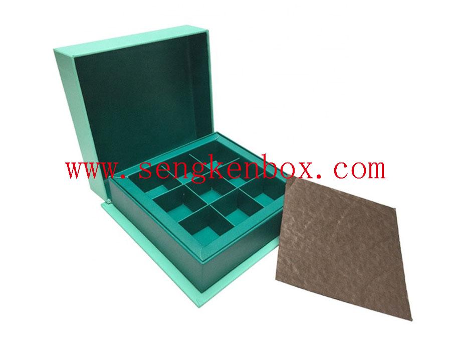 Caixa de embalagem de papel para embalagem de chocolate Lake Blue Clamshell separada