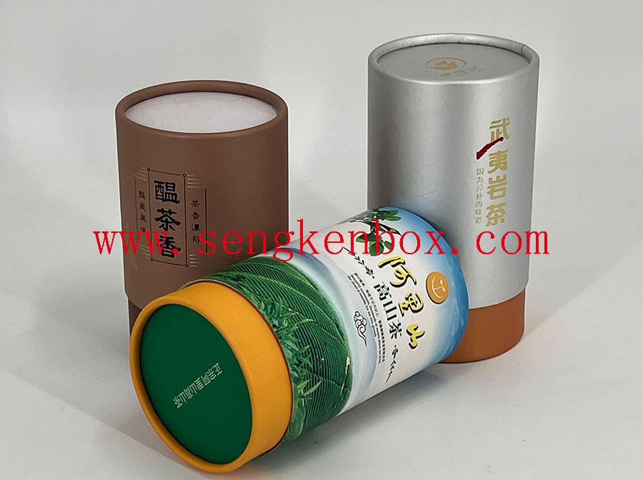 Embalagem de latas de chá de papel com borda em rolo