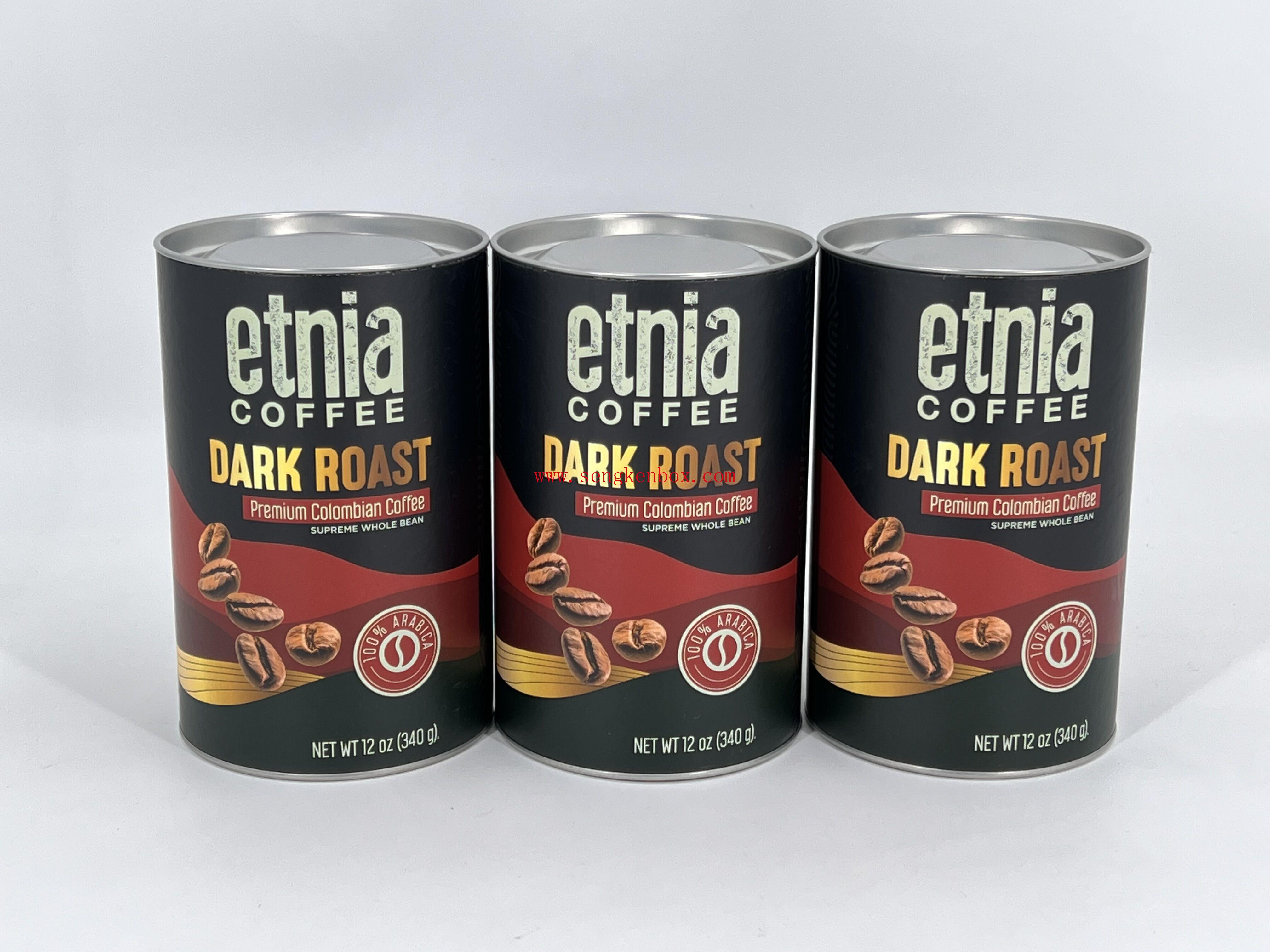 Tubo de papel para recipiente de café Etnia torrado escuro