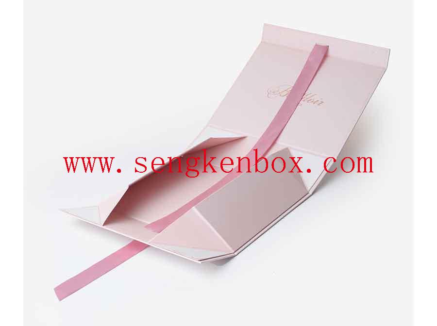 Caixa de presente de papel rosa personalizada