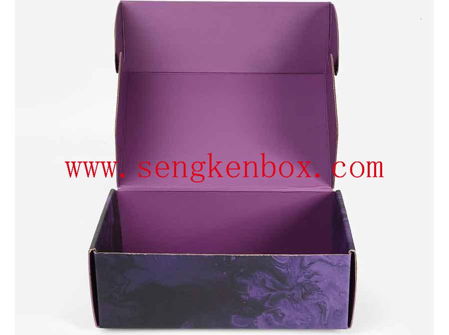 Caixa de presente de papel roxo personalizado