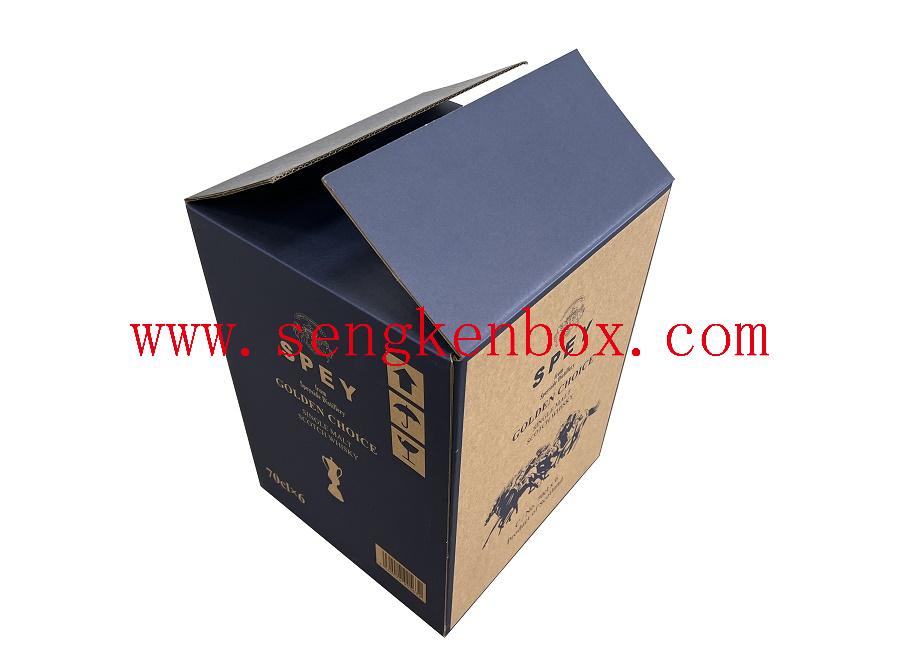 Embalagem de transporte de vinho marrom impressa Caixa de papelão móvel ondulado
