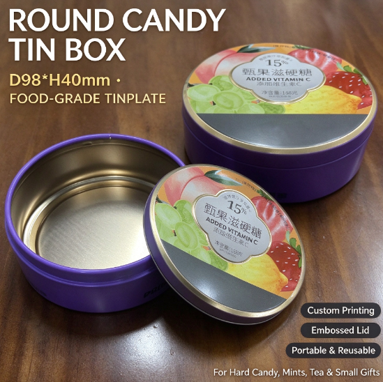 Small Round Tin Container For Pills Jewelry