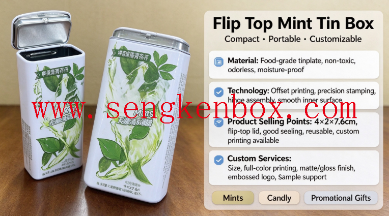 Rectangular Flip Top Mint Tin Box Rectangular Flip Top Mint Tin Box