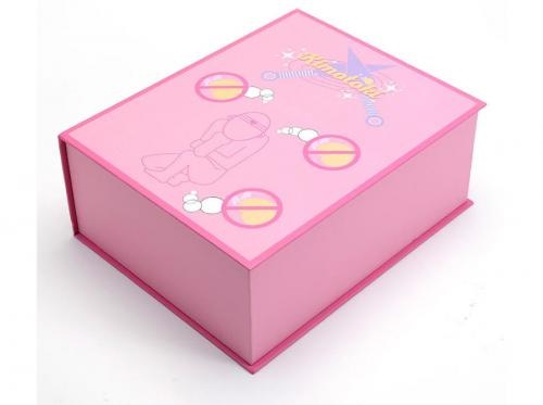 Pink Maiden Pattern Magnetic Folding Paper Box