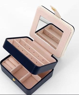OEM e ODM Leather Jewelry Box with Mirror Earring Bracelet Necklace Ring Packaging para venda