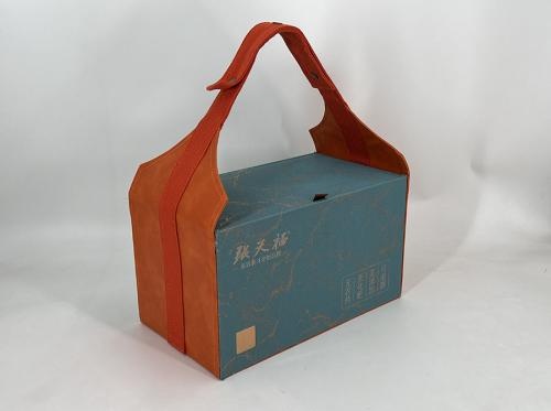 OEM e ODM Double Celadon Tea Jar Gift Box with Leather Handle para venda