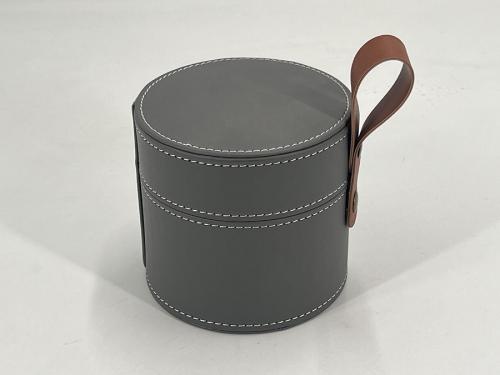OEM e ODM Round leather box with handle for ceramic jar packaging para venda