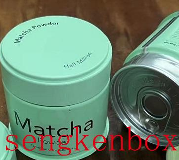 Lata de estanho redonda para pó de matcha de grau alimentício com tampa de fácil abertura caixa de lata de metal vedada